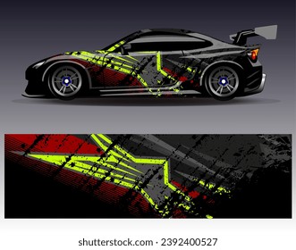 Car wrap design vector.Graphic abstract stripe racing background designs for vehicle, rally, race, adventure and car racing livery