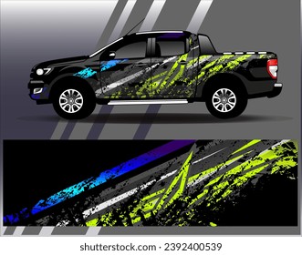 Car wrap design vector.Graphic abstract stripe racing background designs for vehicle, rally, race, adventure and car racing livery