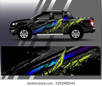 Car wrap design vector.Graphic abstract stripe racing background designs for vehicle, rally, race, adventure and car racing livery