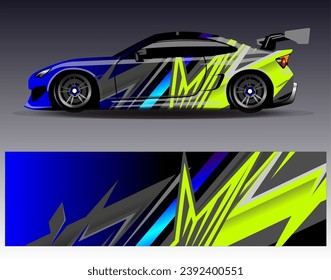 Car wrap design vector.Graphic abstract stripe racing background designs for vehicle, rally, race, adventure and car racing livery