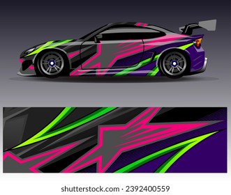 Car wrap design vector.Graphic abstract stripe racing background designs for vehicle, rally, race, adventure and car racing livery