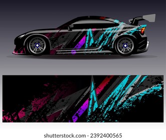 Car wrap design vector.Graphic abstract stripe racing background designs for vehicle, rally, race, adventure and car racing livery