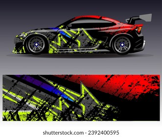 Car wrap design vector.Graphic abstract stripe racing background designs for vehicle, rally, race, adventure and car racing livery
