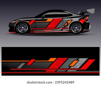 Design der Autoverpackung, Vektorgrafik.Grafische abstrakte Design-Hintergründe für Rennsport, Rallye, Rennen, Abenteuer und Autorennen
