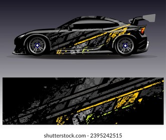 Car wrap design vector.Graphic abstract stripe racing background designs for vehicle, rally, race, adventure and car racing livery