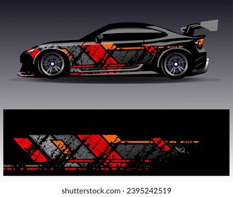 Car wrap design vector.Graphic abstract stripe racing background designs for vehicle, rally, race, adventure and car racing livery
