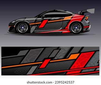 Diseño de envoltura de coches vectorial.Diseño gráfico abstracto de bandas de carreras de fondo para vehículos, carreras, carreras, aventuras y carreras de coches