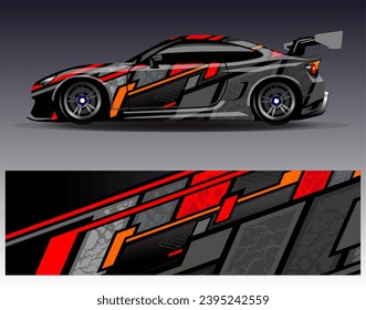 Car wrap design vector.Graphic abstract stripe racing background designs for vehicle, rally, race, adventure and car racing livery