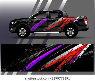 Car wrap design vector.Graphic abstract stripe racing background designs for vehicle, rally, race, adventure and car racing livery
