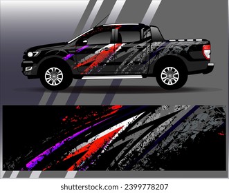 Car wrap design vector.Graphic abstract stripe racing background designs for vehicle, rally, race, adventure and car racing livery