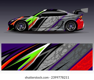 Car wrap design vector.Graphic abstract stripe racing background designs for vehicle, rally, race, adventure and car racing livery