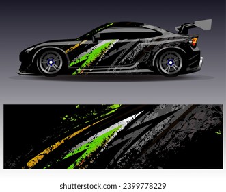 Car wrap design vector.Graphic abstract stripe racing background designs for vehicle, rally, race, adventure and car racing livery