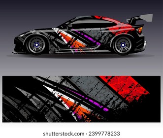 Car wrap design vector.Graphic abstract stripe racing background designs for vehicle, rally, race, adventure and car racing livery