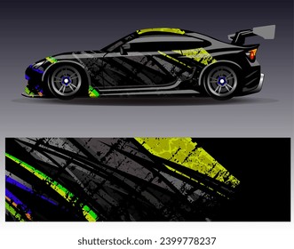 Car wrap design vector.Graphic abstract stripe racing background designs for vehicle, rally, race, adventure and car racing livery