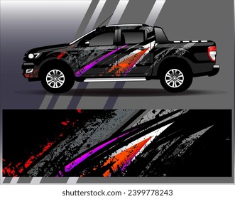 Car wrap design vector.Graphic abstract stripe racing background designs for vehicle, rally, race, adventure and car racing livery