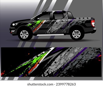 Car wrap design vector.Graphic abstract stripe racing background designs for vehicle, rally, race, adventure and car racing livery