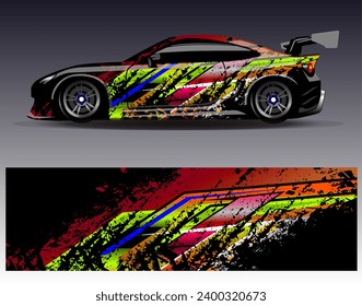 Car wrap design vector.Graphic abstract stripe racing background designs for vehicle, rally, race, adventure and car racing livery