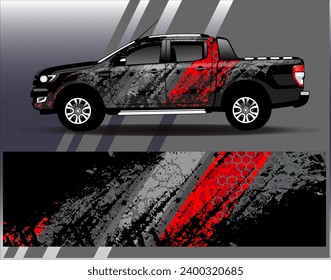 Car wrap design vector.Graphic abstract stripe racing background designs for vehicle, rally, race, adventure and car racing livery