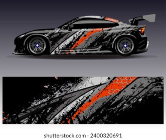 Car wrap design vector.Graphic abstract stripe racing background designs for vehicle, rally, race, adventure and car racing livery