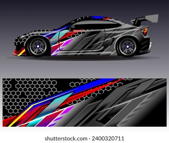 Car wrap design vector.Graphic abstract stripe racing background designs for vehicle, rally, race, adventure and car racing livery