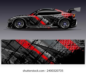 Car wrap design vector.Graphic abstract stripe racing background designs for vehicle, rally, race, adventure and car racing livery