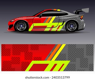 Diseño de envoltura de coches vectorial.Diseño gráfico abstracto de bandas de carreras de fondo para vehículos, carreras, carreras, aventuras y carreras de coches