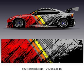 Car wrap design vector.Graphic abstract stripe racing background designs for vehicle, rally, race, adventure and car racing livery