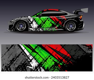 Car wrap design vector.Graphic abstract stripe racing background designs for vehicle, rally, race, adventure and car racing livery