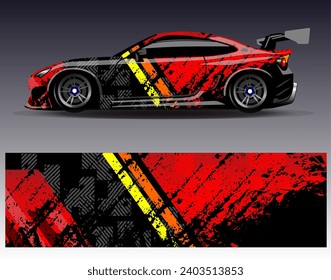 Car wrap design vector.Graphic abstract stripe racing background designs for vehicle, rally, race, adventure and car racing livery