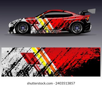 Car wrap design vector.Graphic abstract stripe racing background designs for vehicle, rally, race, adventure and car racing livery