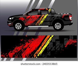 Car wrap design vector.Graphic abstract stripe racing background designs for vehicle, rally, race, adventure and car racing livery