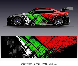 Car wrap design vector.Graphic abstract stripe racing background designs for vehicle, rally, race, adventure and car racing livery