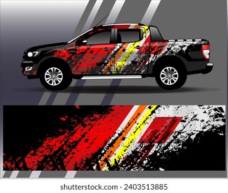 Car wrap design vector.Graphic abstract stripe racing background designs for vehicle, rally, race, adventure and car racing livery