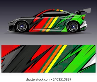 Car wrap design vector.Graphic abstract stripe racing background designs for vehicle, rally, race, adventure and car racing livery