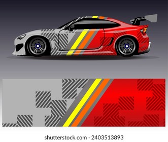 Diseño de envoltura de coches vectorial.Diseño gráfico abstracto de bandas de carreras de fondo para vehículos, carreras, carreras, aventuras y carreras de coches