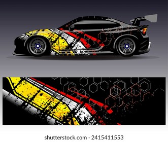 Car wrap design vector.Graphic abstract stripe racing background designs for vehicle, rally, race, adventure and car racing livery