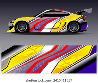 Car wrap design vector.Graphic abstract stripe racing background designs for vehicle, rally, race, adventure and car racing livery