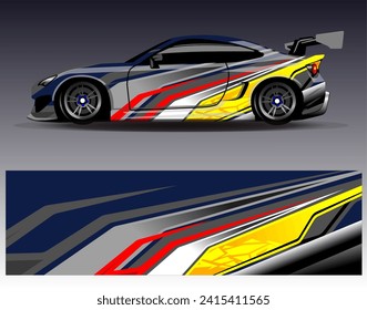 Car wrap design vector.Graphic abstract stripe racing background designs for vehicle, rally, race, adventure and car racing livery