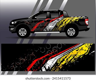 Car wrap design vector.Graphic abstract stripe racing background designs for vehicle, rally, race, adventure and car racing livery