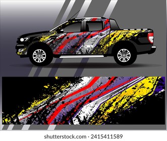 Car wrap design vector.Graphic abstract stripe racing background designs for vehicle, rally, race, adventure and car racing livery