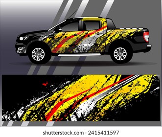 Design der Autoverpackung, Vektorgrafik.Grafische abstrakte Design-Hintergründe für Rennsport, Rallye, Rennen, Abenteuer und Autorennen