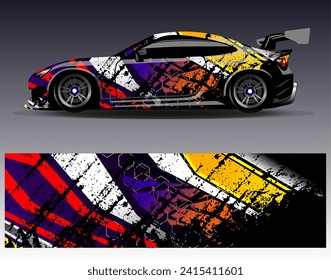 Car wrap design vector.Graphic abstract stripe racing background designs for vehicle, rally, race, adventure and car racing livery