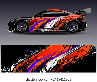 Car wrap design vector.Graphic abstract stripe racing background designs for vehicle, rally, race, adventure and car racing livery