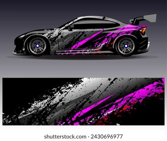 Diseño de envoltura de coche vector.Graphic diseños de fondo de carreras de rayas abstractas para vehículos, rallyes, carreras, aventuras y carreras de coches de librea