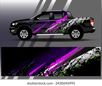 Car wrap design vector.Graphic abstract stripe racing background designs for vehicle, rally, race, adventure and car racing livery