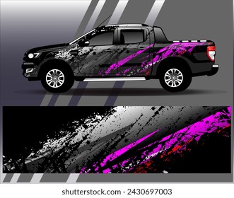 Car wrap design vector.Graphic abstract stripe racing background designs for vehicle, rally, race, adventure and car racing livery