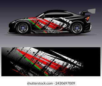 Autoverpackung Design Vektor.Graphic abstrakte Streifen Rennen Hintergrund Designs für Fahrzeug, Rallye, Rennen, Abenteuer und Auto-Rennen Lackierung