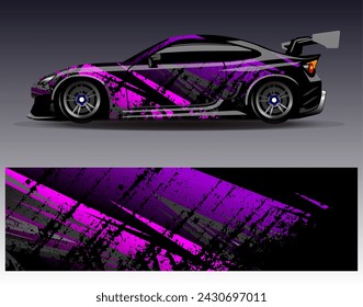 Car wrap design vector.Graphic abstract stripe racing background designs for vehicle, rally, race, adventure and car racing livery