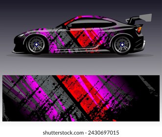 Car wrap design vector.Graphic abstract stripe racing background designs for vehicle, rally, race, adventure and car racing livery