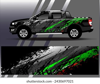 Car wrap design vector.Graphic abstract stripe racing background designs for vehicle, rally, race, adventure and car racing livery